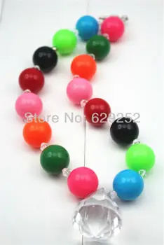 

10Pcs Lot For Little Girl Chunky bubblegum water drop&ball beads mixed color statement necklace CB039