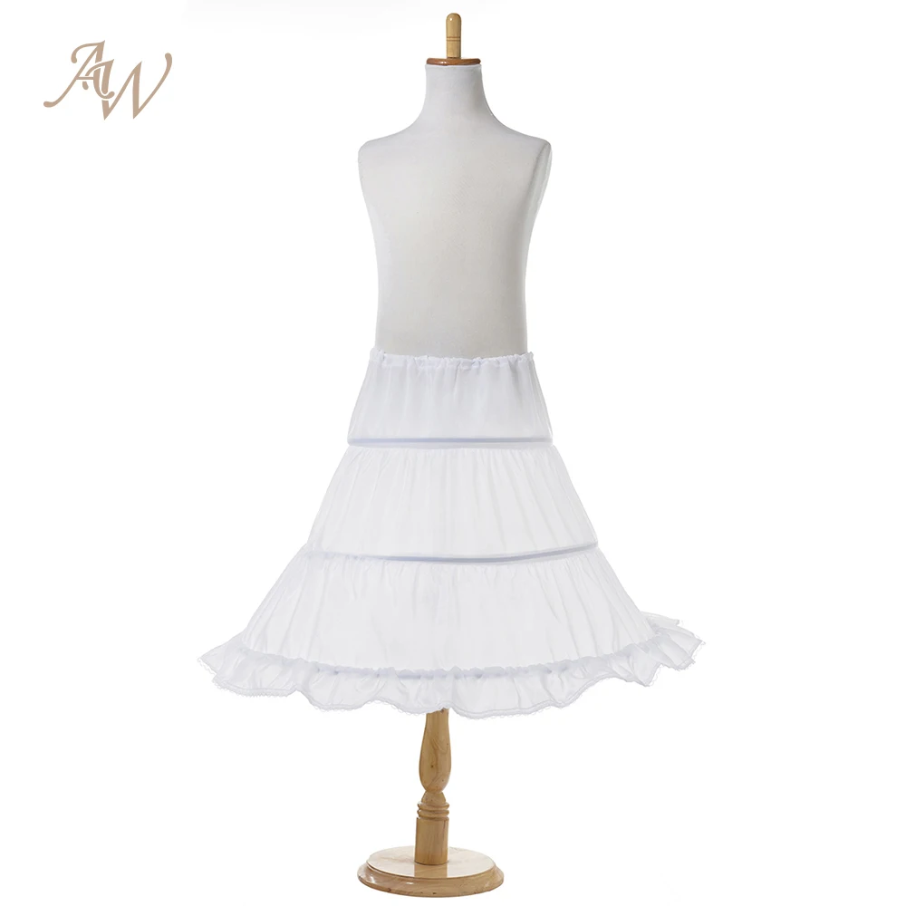 AW White 3 Hoop Children Petticoat Slips Flower Girls Bridal Crinoline