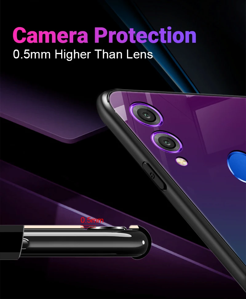Gradient Glass Case For Huawei Honor 8X 9 Lite 10 Color Phone Case For Huawei P20 Lite P Smart Plus Nova 3i Luxury Cover Shell