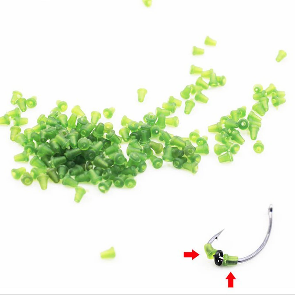 

50 Pieces Fishing Carp Hair Rig Ring Stops Rubber Shank Hook Stop Beads Buffer Boilie Bait Holder Stopper
