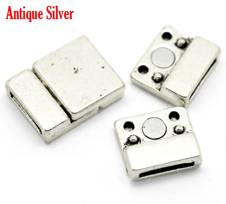 

Magnetic Hematite Magnetic Clasps Rectangle Antique Silver 21mm( 7/8") x 16mm( 5/8"), 1 Set new