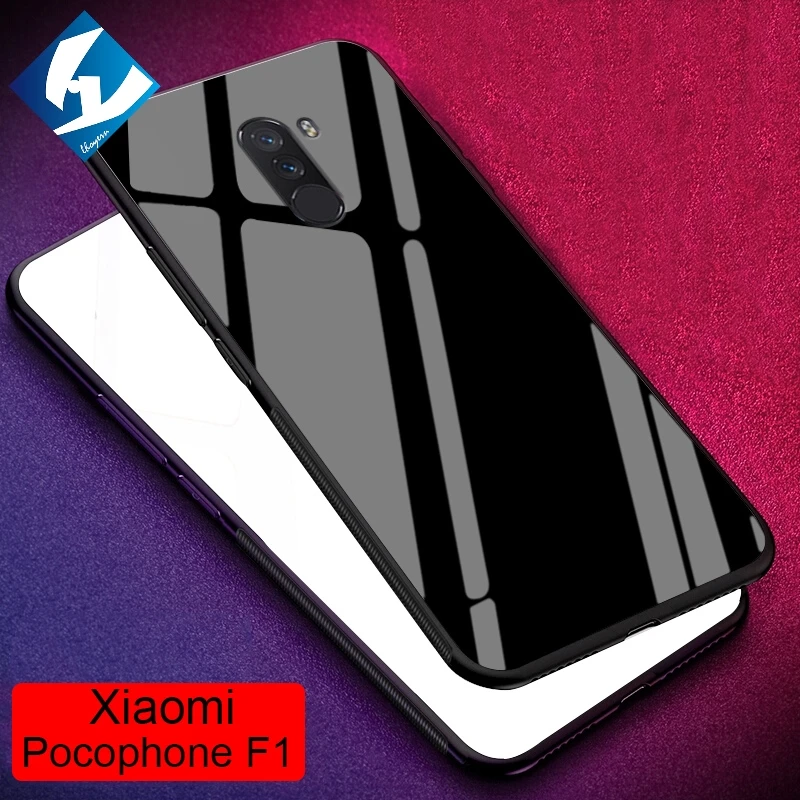 Чехол для телефона с закаленным стеклом Xiaomi pocophone F1 Роскошные защитный твердый