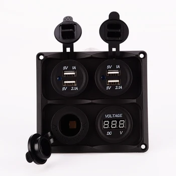 

new style Dual USB Socket + Voltmeter Meter + power socket with 4 screws and 4 Insulated Terminals