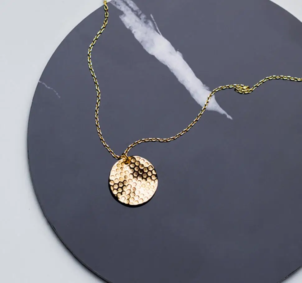 925 стерлингового серебра модные украшения круглый талисман кулон Золотое ожерелье для женщин A2401