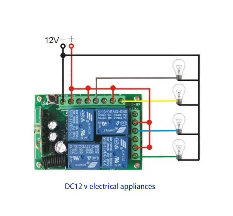 433 МГц DC 12V 10A 4 канальный РЧ переключатель Беспроводной дистанционного Управление переключатель электрического автомобиля/мотоцикла/налобного фонаря Рог передатчик