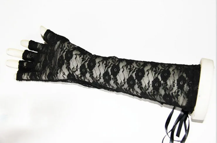 Черные длинные сексуальные струнные ленты танцевальный костюм в стиле диско вечерние кружева без пальцев в сетку сетки длинные перчатки оптом
