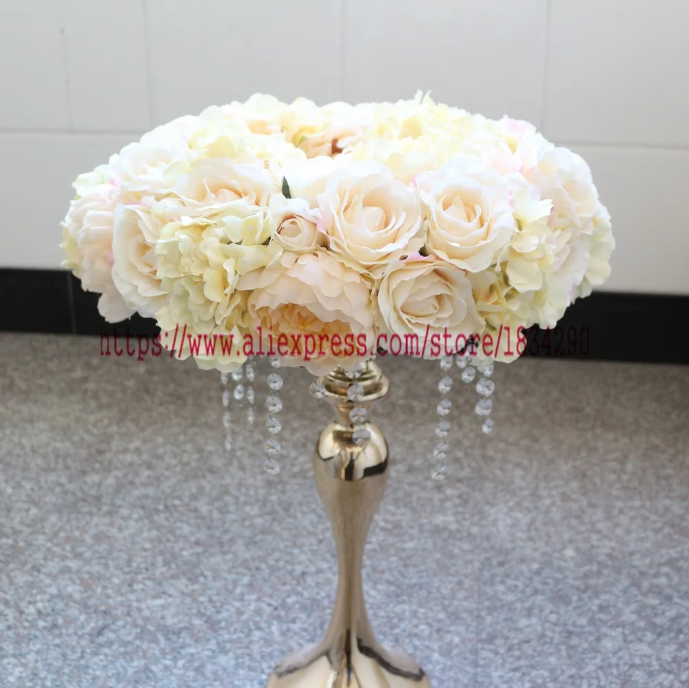 20575 6 De Réductionartificielle Rose Hortensia Guirlande Table De Mariage Pièce Maîtresse Fleur Boule Anneaux Fleur Fleur Décoration Murale