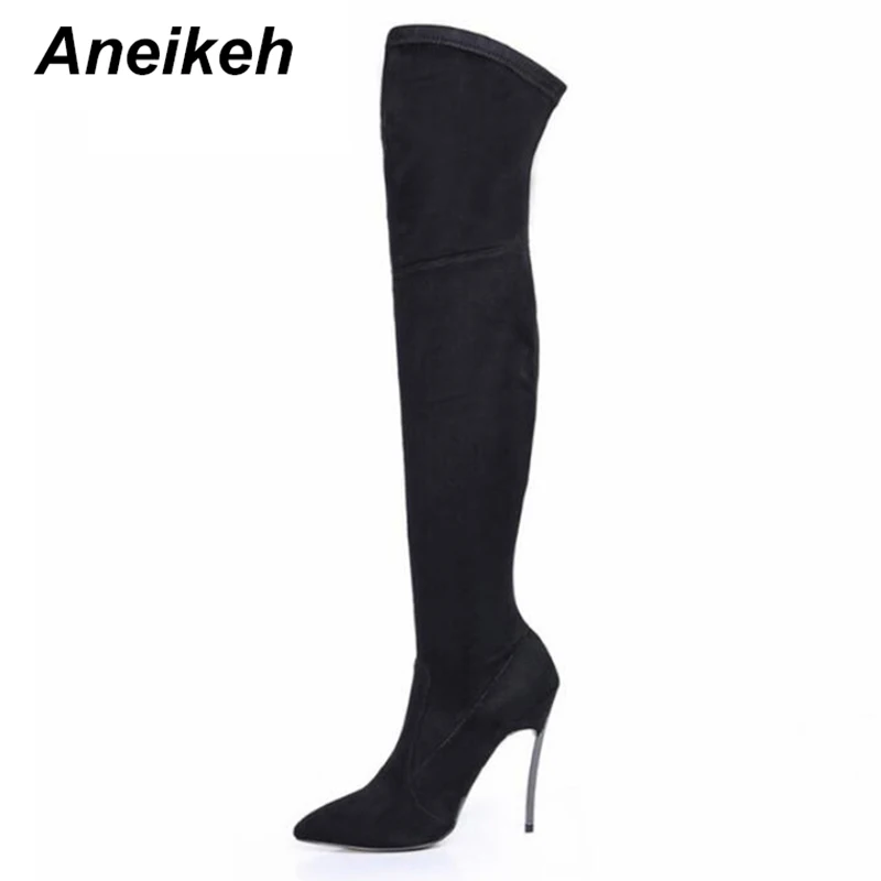 Aneikeh 2018 Autumn Winter Women Boots Stretch font b Slim b font Thigh High Boots Fashion