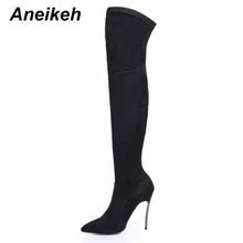 Aneikeh 2018 Autumn Winter Women Boots Stretch font b Slim b font Thigh High Boots Fashion