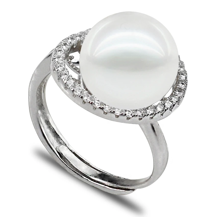 

SNH 10mm button AAA 100% real natural freshwater pearl rings 925 sterling silver button cultured pearl ring free shipping