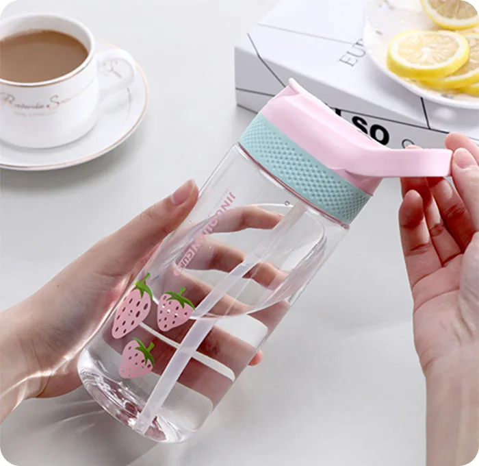 Plastic Water Bottle With Straw (17)