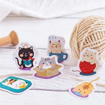 

45Pcs/box Kawaii House Cat Mini paper sticker Diary Scrapbooking Decorative DIY Stickers Stationery