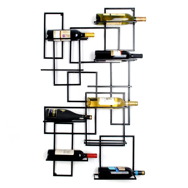 Top Grade Iron Wall Mounted 10 Bottle Wine Bottle Rack Metal Wine