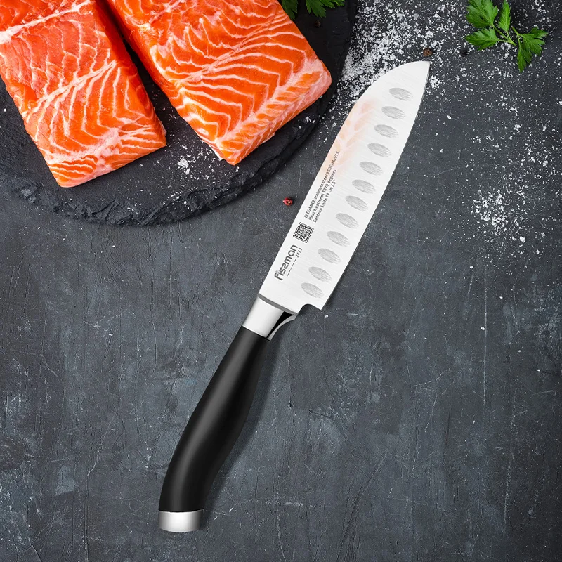 FISSMAN Santoku нож немецкая серия элегантности стальной кухонный с ручкой ABS конусная