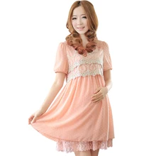 Free shipping Lace Maternity Dresses Chiffon Clothing Dress Summer Clothes For Pregnant Women 3colors 2016New
