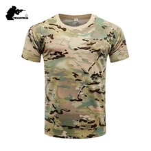 Camuflagem militar tático t camisa das mulheres dos homens ao ar livre manga curta de secagem rápida malha combate camisa roupas formação 3xl he010
