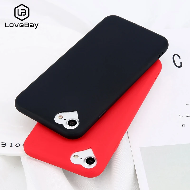 Lovebay Phone Case For iPhone 6 6s 7 8 Plus 5 5s SE Fashion Candy Solid Color Love Heart Soft Silicone For iPhone 8 Phone Case