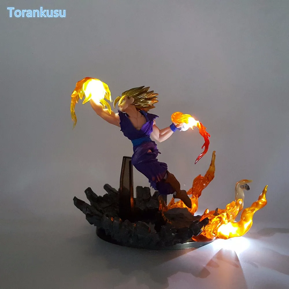 Dragon Ball Z Action Figure Son Gohan Fire Fist Led Light DIY Display