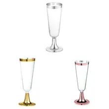 5,5 OZ Пластик шампанское флейты, прозрачный жесткий чехол на одноразовые вечерние и свадебные чашек премиум-класса нарядное высокие продолговатые фужеры для шампанского