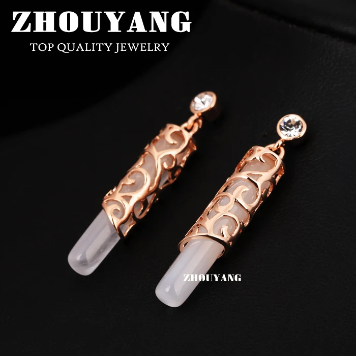 ZHOUYANG Top Quality ZYE695 Noble Fashion Stud Earring Rose Gold Color Jewelry Austrian Crystal Wholesale