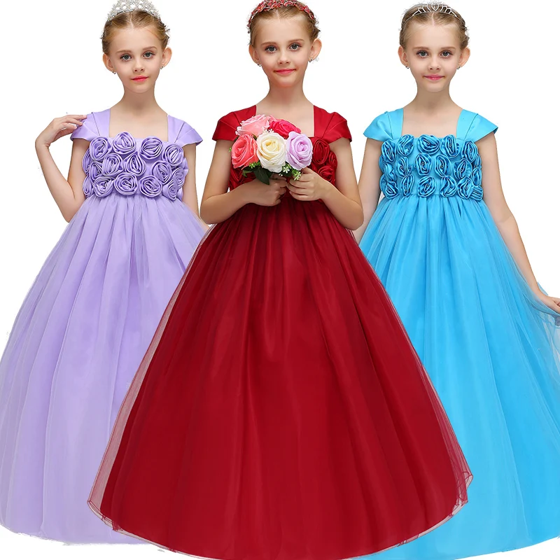 

Children Lace Floral Princess Girl Dress for Wedding Birthday Party Teenage 3-12 Years Girl Kids Prom Dresses for Girls