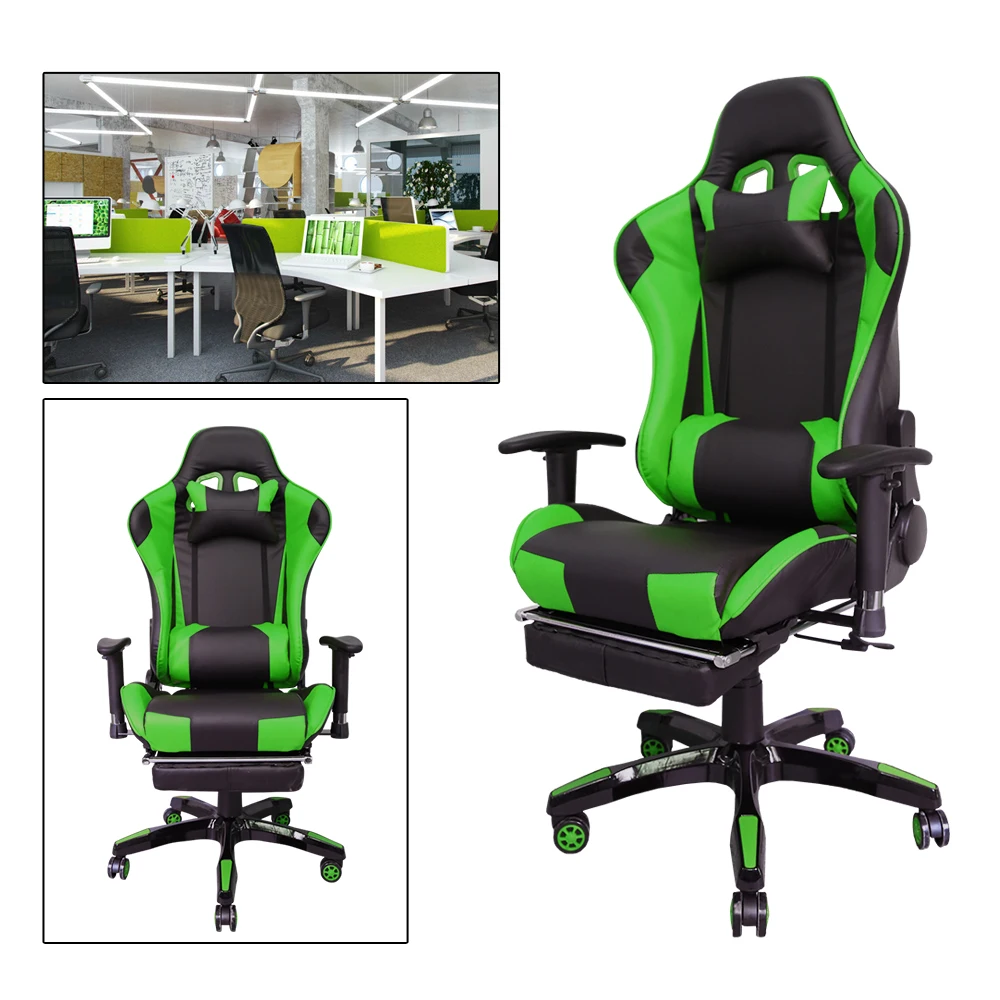 

Black-Green silla Racing Gaming Chair sillas ergonomicas sillones synthetic leather Executive Office Chairs Adjustable Recliner