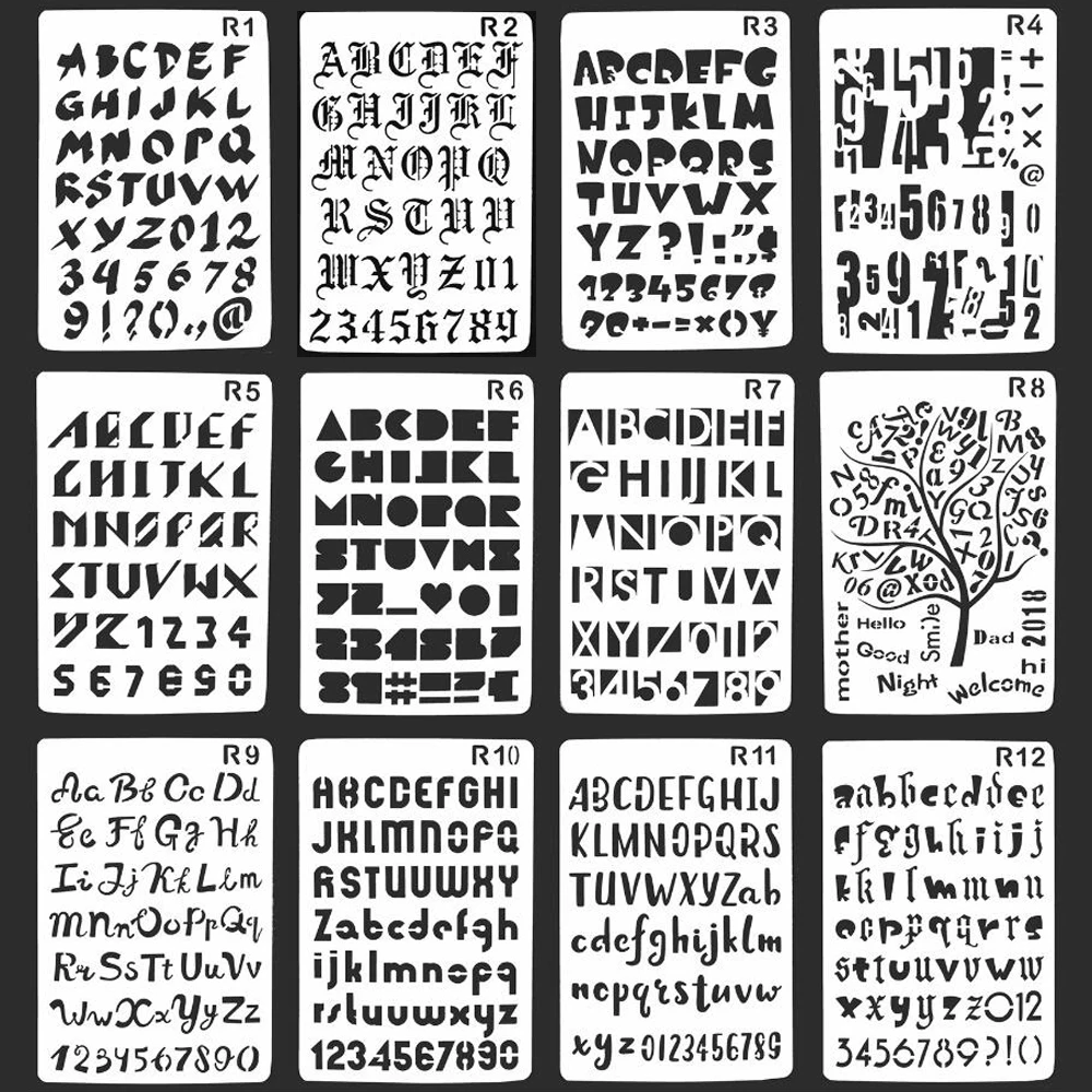 Eno Ucapan Huruf Stensil Template Alphabet Stensil Dinding Seni Planner Journal Stencil Planner Lukisan Stensil Scrapbooking Hiasan Aliexpress