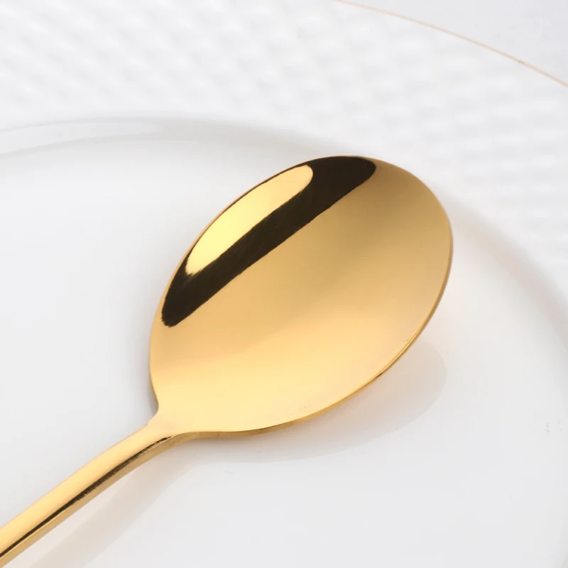 1 шт., Корейская ложка, десертная ложка из нержавеющей стали, Золотая столовая ложка, круглая ложка для супа, посуда с длинной ручкой, портативный набор, вечерние инструменты