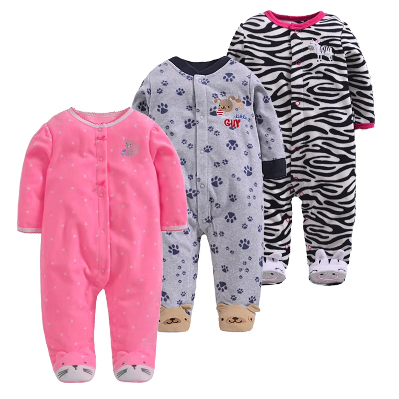 

2019 New Born Baby Boys Spring Clothing Infant Baby Long Sleeved Fleece Autumn Warm Jumpsuit Baby Rompers 0-12months Pajamas Out
