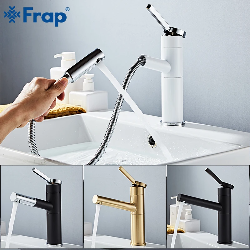 

FRAP Basin Faucet Pull Out Bathroom Sink Faucet Basin mixer Single Handle Waterfall Faucet Cold and Hot Water Crane Vessel Taps