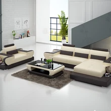 Полностью Ткань l-образная секционная мебель для гостиной кожаный диван G8003E