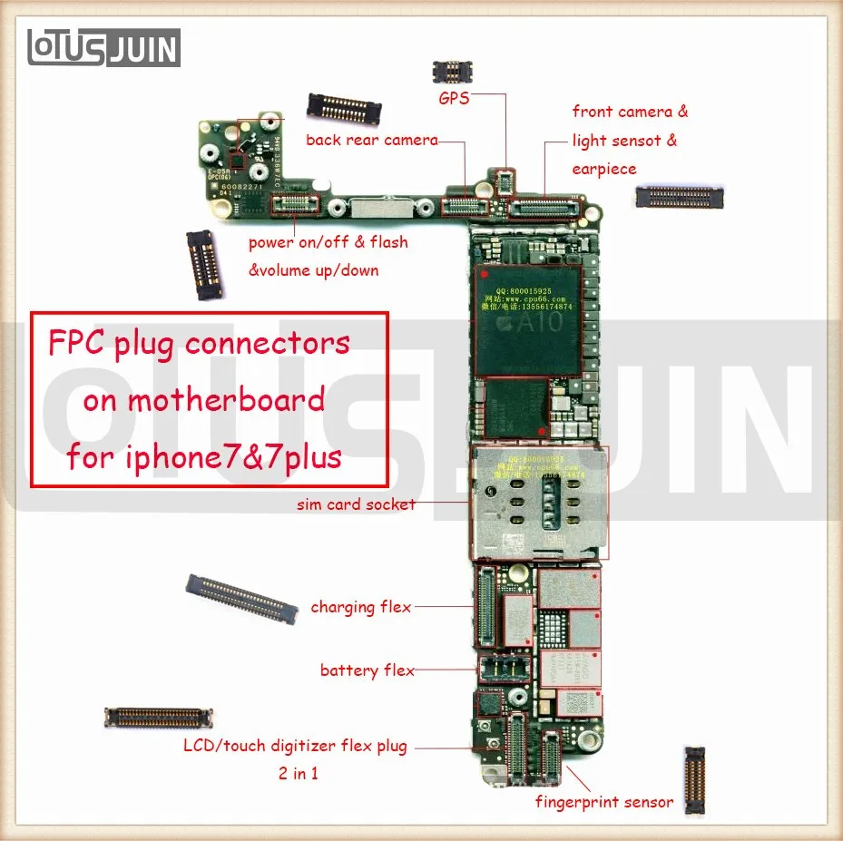 2 шт логическая плата ЖК-экран камеры 3D подсветка gps антенна для iPhone 7 7p Плюс FPC разъем часть FPC запчасти