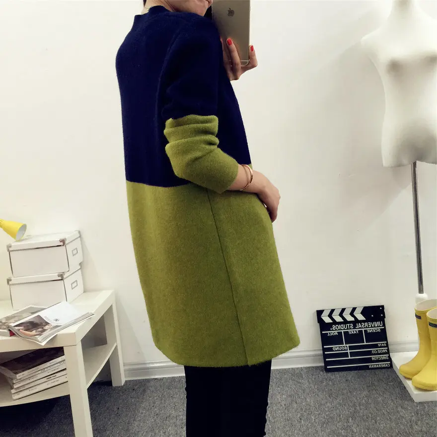 2018 Autumn Knitting Loose Women's Cardigans Patchwork Long Sleeve Simple jumper female cardigan Sweaters Korea Style Coats #Y5 HTB1w8 ZCuuSBuNjSsziq6zq8pXah - 2018 Autumn Knitting Loose Women's Cardigans Patchwork Long Sleeve Simple jumper female cardigan Sweaters Korea Style Coats #Y5