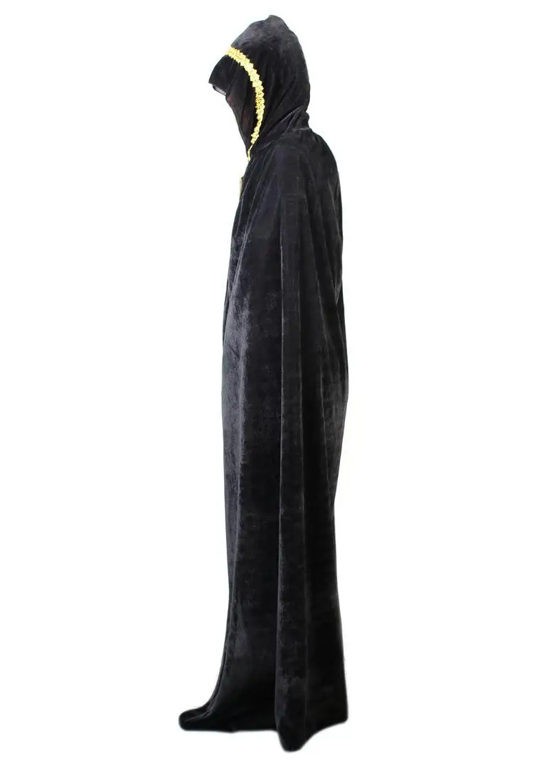 2015 New black velvet Cape Hooded Halloween Costumes For Adults Fancy Carnival Witch Cloak Cosplay L |