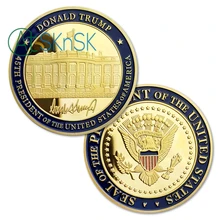Moda selo do presidente da américa moeda de ouro 45th presidente dos estados Unite Donald trump desafio moedas colecionáveis