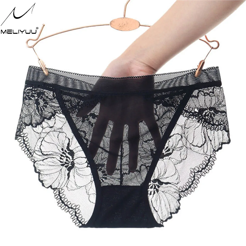 

Women's Sexy Lace Panties Perspective Underwear Briefs Nylon Silk for Girls Ladies Bikini Mesh Transparent Panties Lingerie