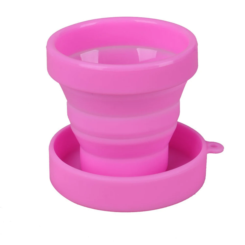 Многоцветная Выдвижная силиконовая складная чашка на открытом воздухе Складная чашка для спорта на открытом воздухе чашка для кофе чашка для путешествий для домашнего хранения воды - Цвет: pink