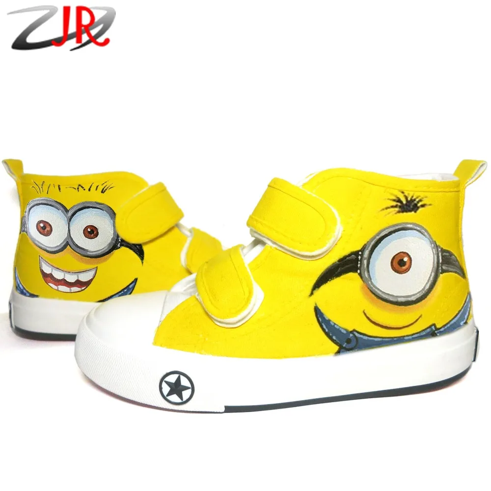 

Custom Cartoon Anime Figure Toddler and Kids Despicable Me Shoes Minion Shoes Boys Girls High Top Hook&Loop  Hand Painted Shoes