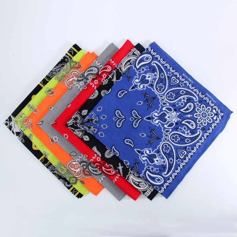 

55x55cm Hot Hip-Hop Paisley Bandanas Feminina Head Scarves For Male Female Riding Western Headscarf Cowboy Scarf Headscarf