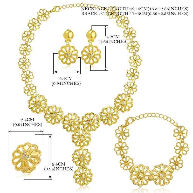 OUMEILY турецкий Австралийский имитация Кристальные украшения из цветов Набор Африка Дубай Золотой Цвет Свадебные Ювелирные наборы для женщин невесты