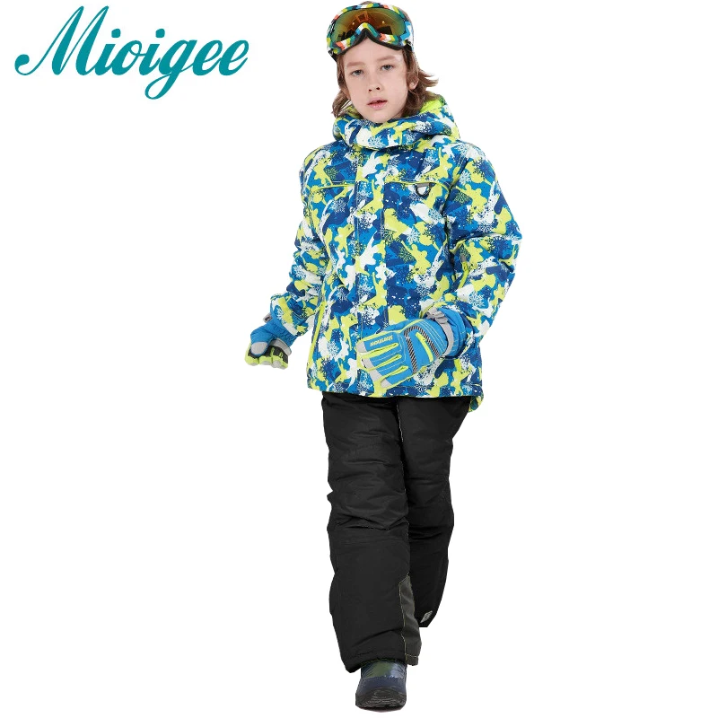 

Mioigee 2017 Children Suit Baby boys Outdoor Wear Hooded Jackets+Ski Pants Tracksuit for boy Winter Warm sport suit kids clothes
