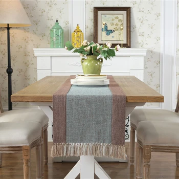 

Pure Color Table Runner Cotton-linen Double Layer Table Runners Dinner-table/Cabinet Decoration Chinese Style camino de mesa