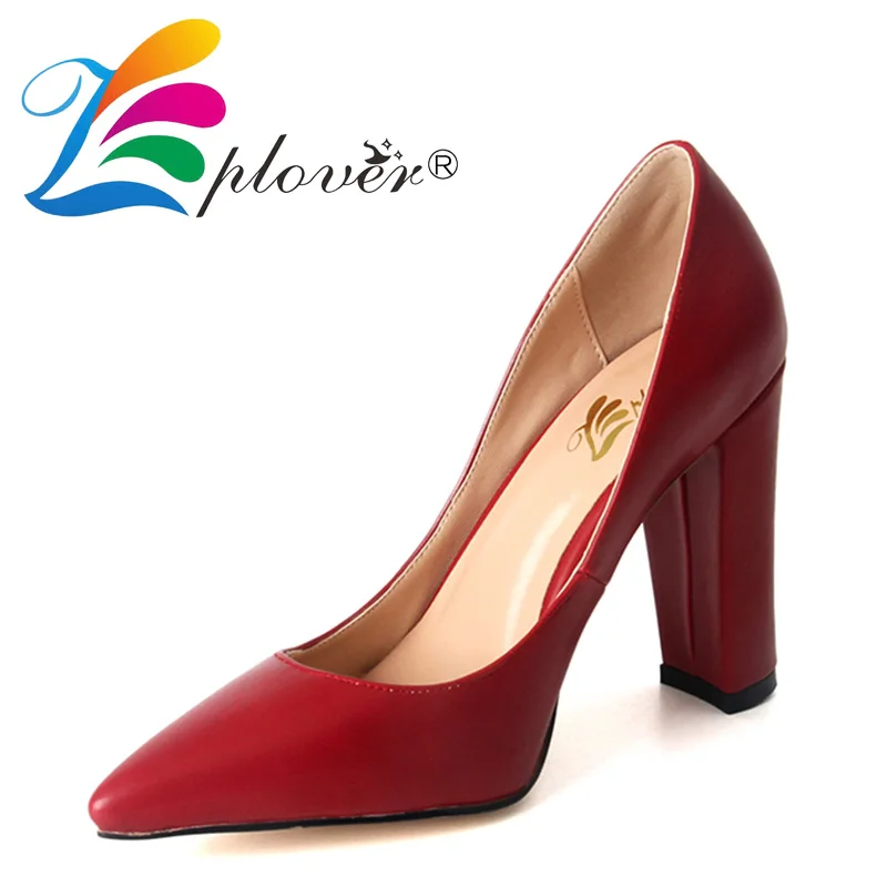 Zplover Brand Shoes Woman High Heels Pumps Sexy Red High Heels Square Heel Women High Heels