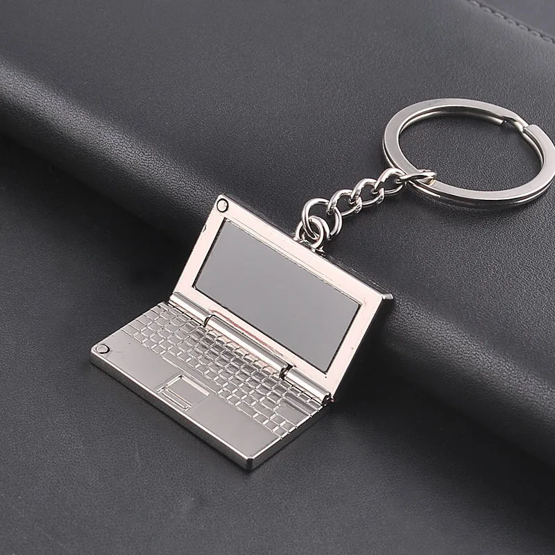 

FREE SHIPPING 100 pieces/lot Wholesale Novelty Metal Laptop Shaped Keychain Computer Keyring