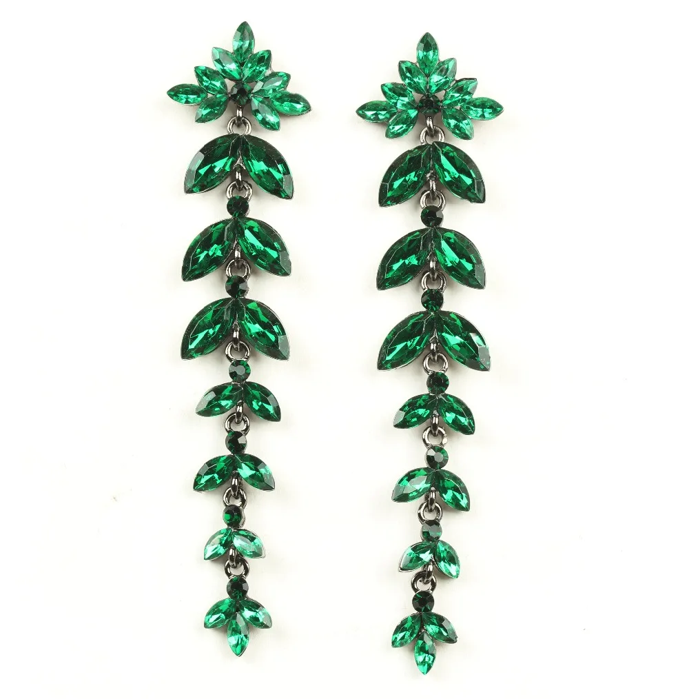 

European and American new long green/white willow earrings.