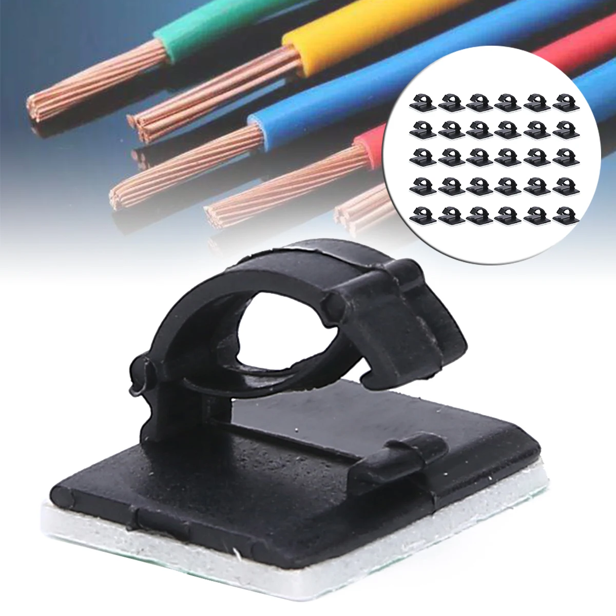30 шт. зажим для провода самоклеящийся держатель для кабеля прямоугольный пластиковый зажим для крепления для домашнего провода сетевой Кабельный органайзер