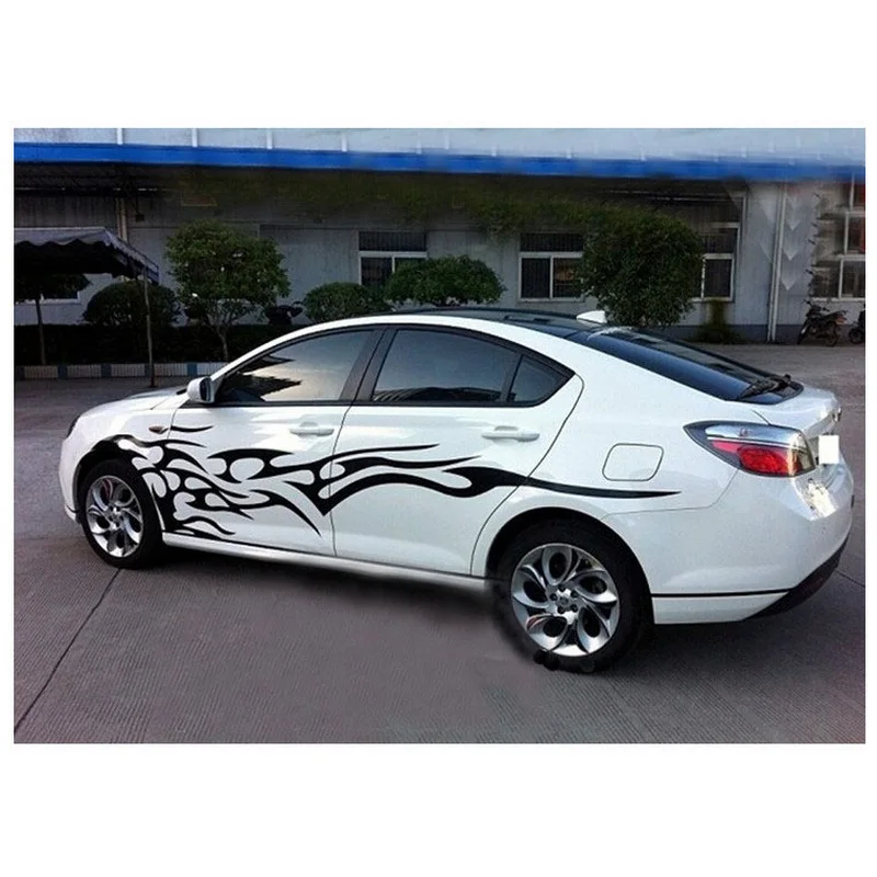 1 pair Graphics Decals Stickers Flame Fire Totem Car Styling side Body Sticker