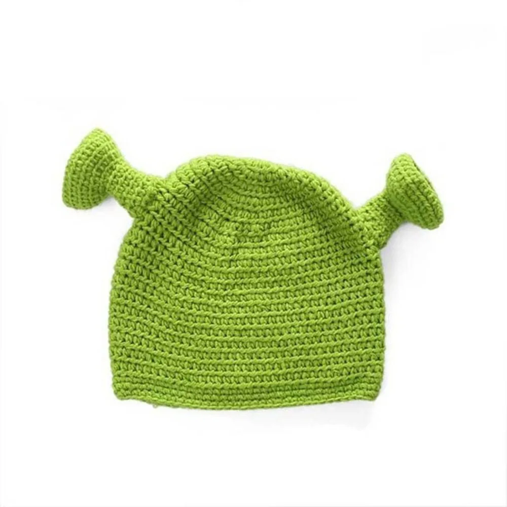 SYi Qarce Balaclava Monster Shrek Wool Hat Women Winter Warm Knitted Hat Funny Beanie Skullies Cap for Women Men Hat NM656