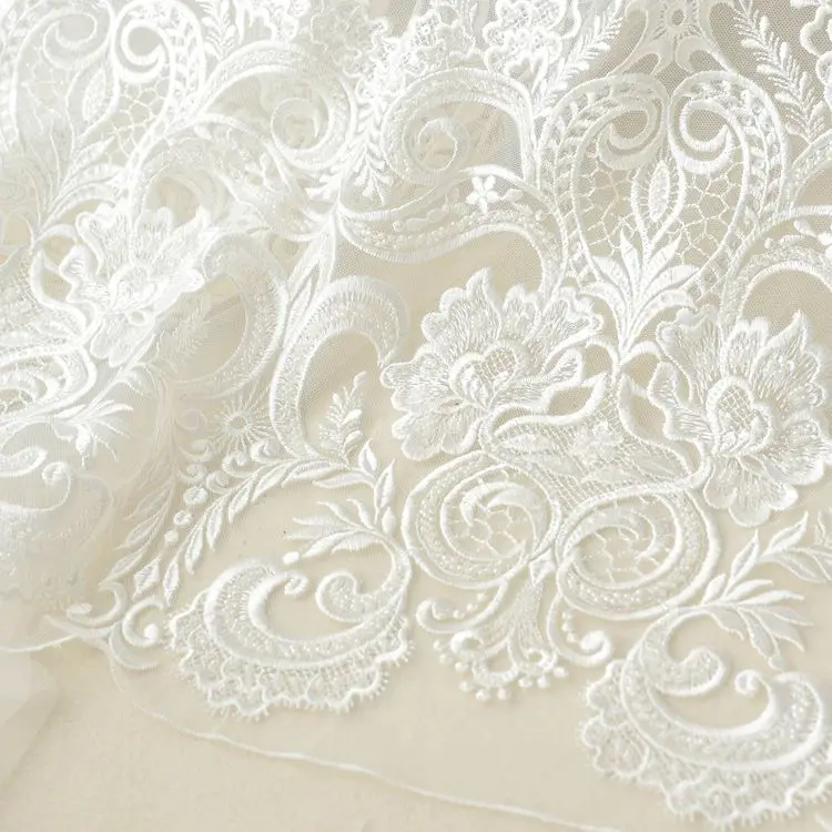 Элегантное свадебное платье с вышивкой сетка из кружевной ткани с блестками ручной работы DIY аксессуары ширина 130 см 1 ярд