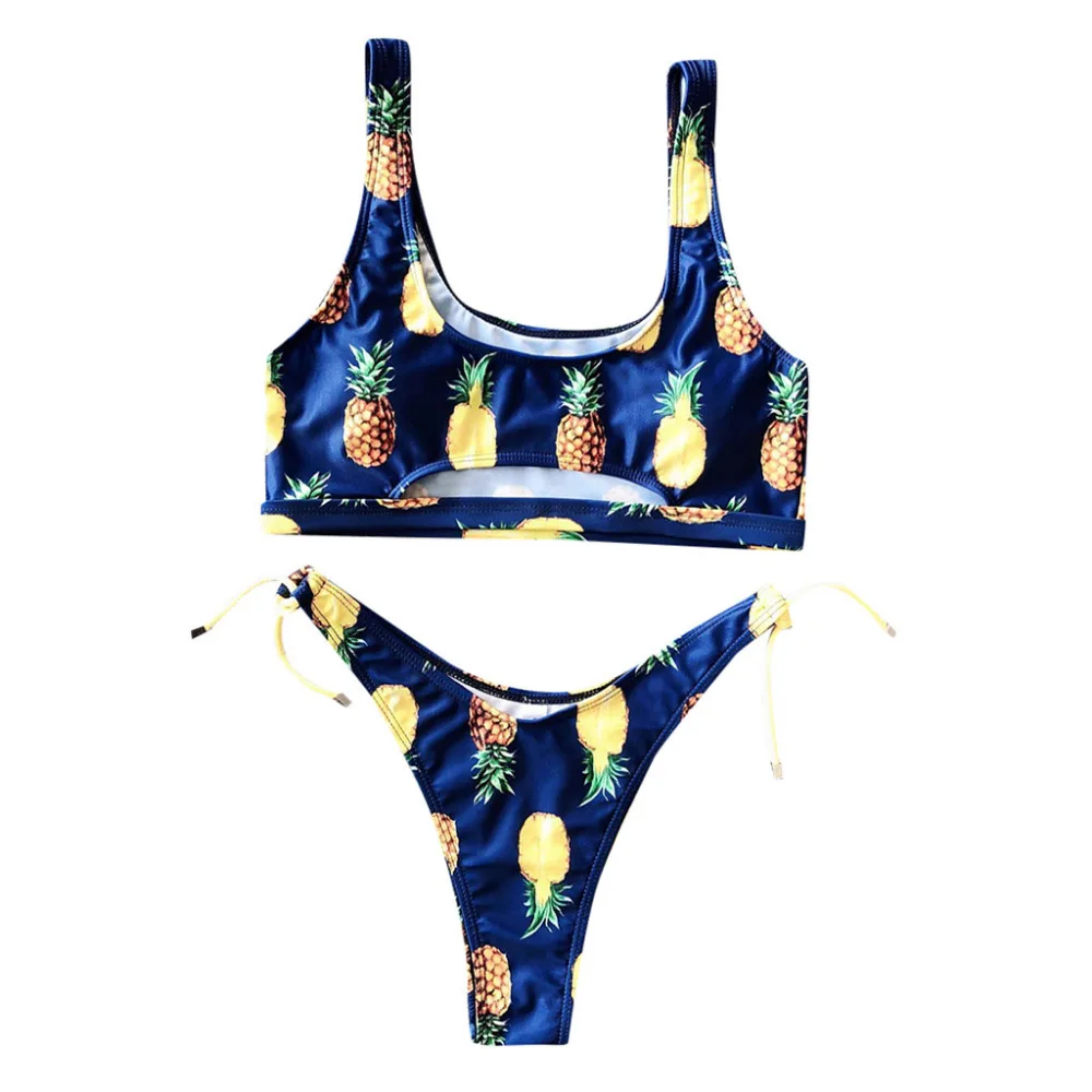 2019 Women's ethnic print straps bikini set summer bikinis sexy swimwear push up Quick drying bikinis e fatos de banho 40J10 (8)